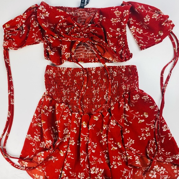 NWT Zaful Off Shoulder Cinched Floral Set - Picture 6 of 13